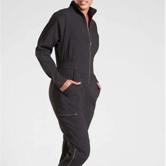 Athleta Black Women's Jumpsuit with Zipper Detail - Picture 1 of 4